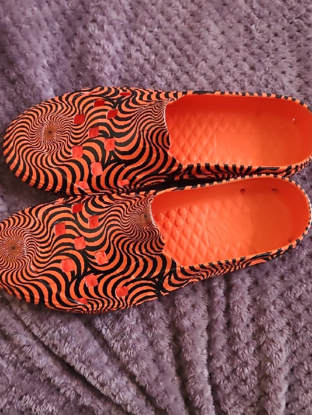 Vans Orange and Black Swirl Slip-On Clogs - Picture 7 of 7